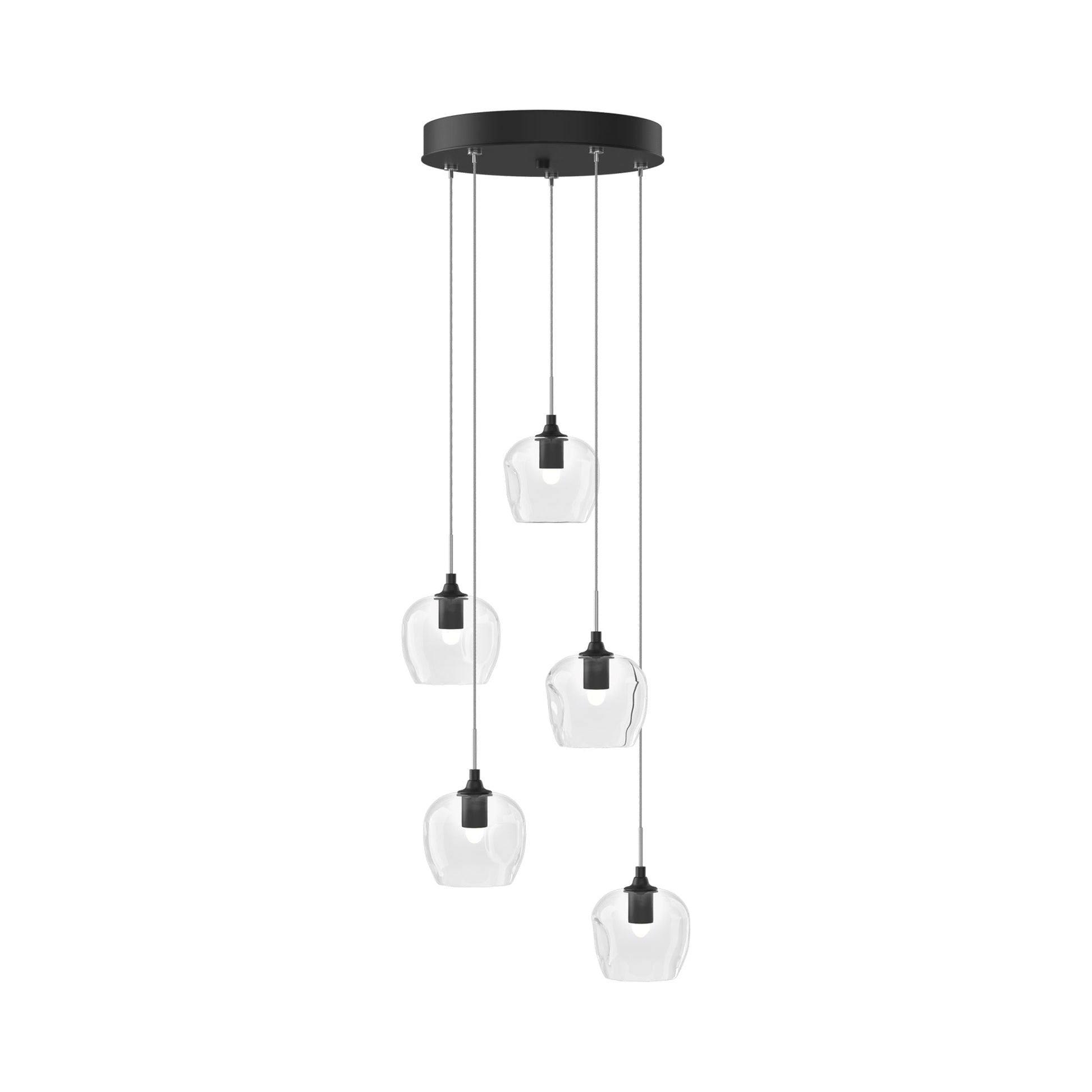 Ume 5-Light Pendant Light in Black (Clear Glass/Standard).