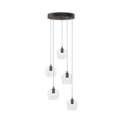 Ume 5-Light Pendant Light in Bronze (Clear Glass/Standard).