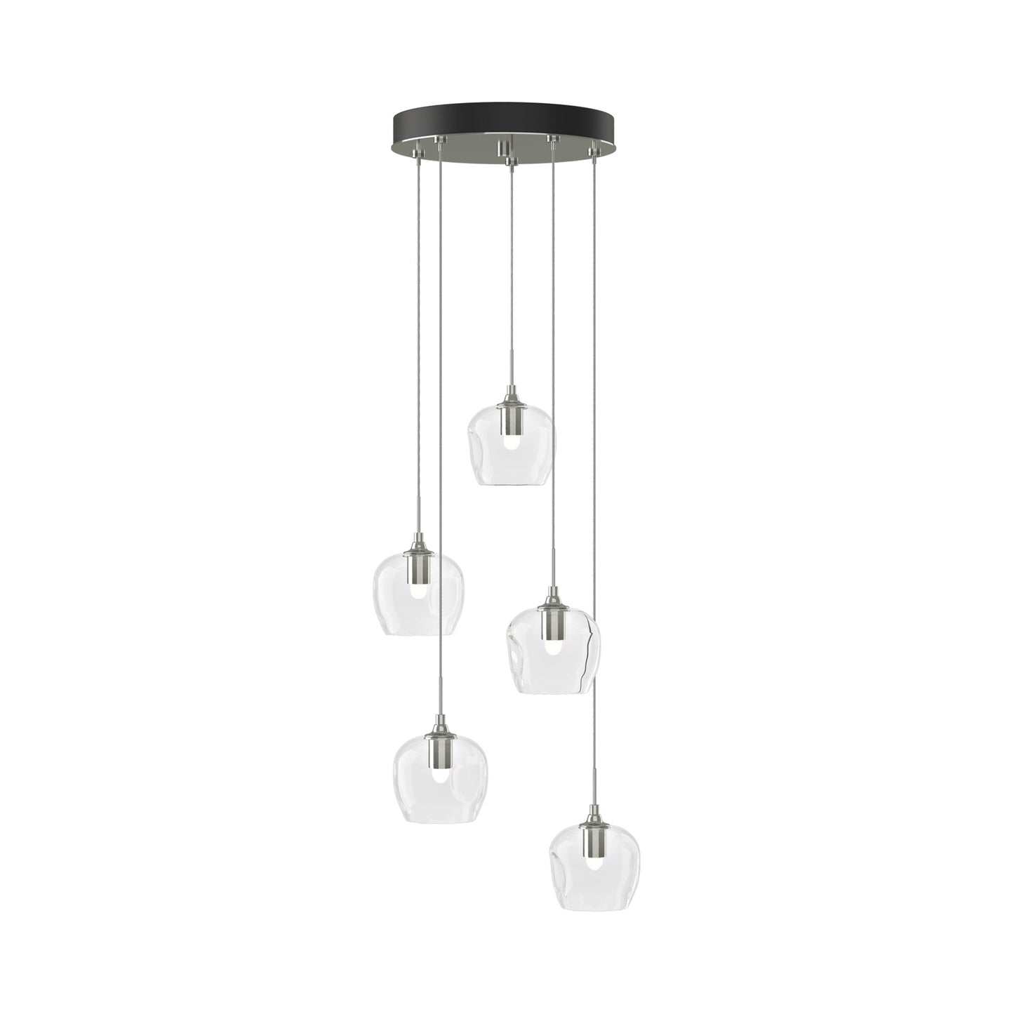 Ume 5-Light Pendant Light in Sterling (Clear Glass/Standard).