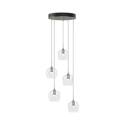 Ume 5-Light Pendant Light in Sterling (Clear Glass/Standard).