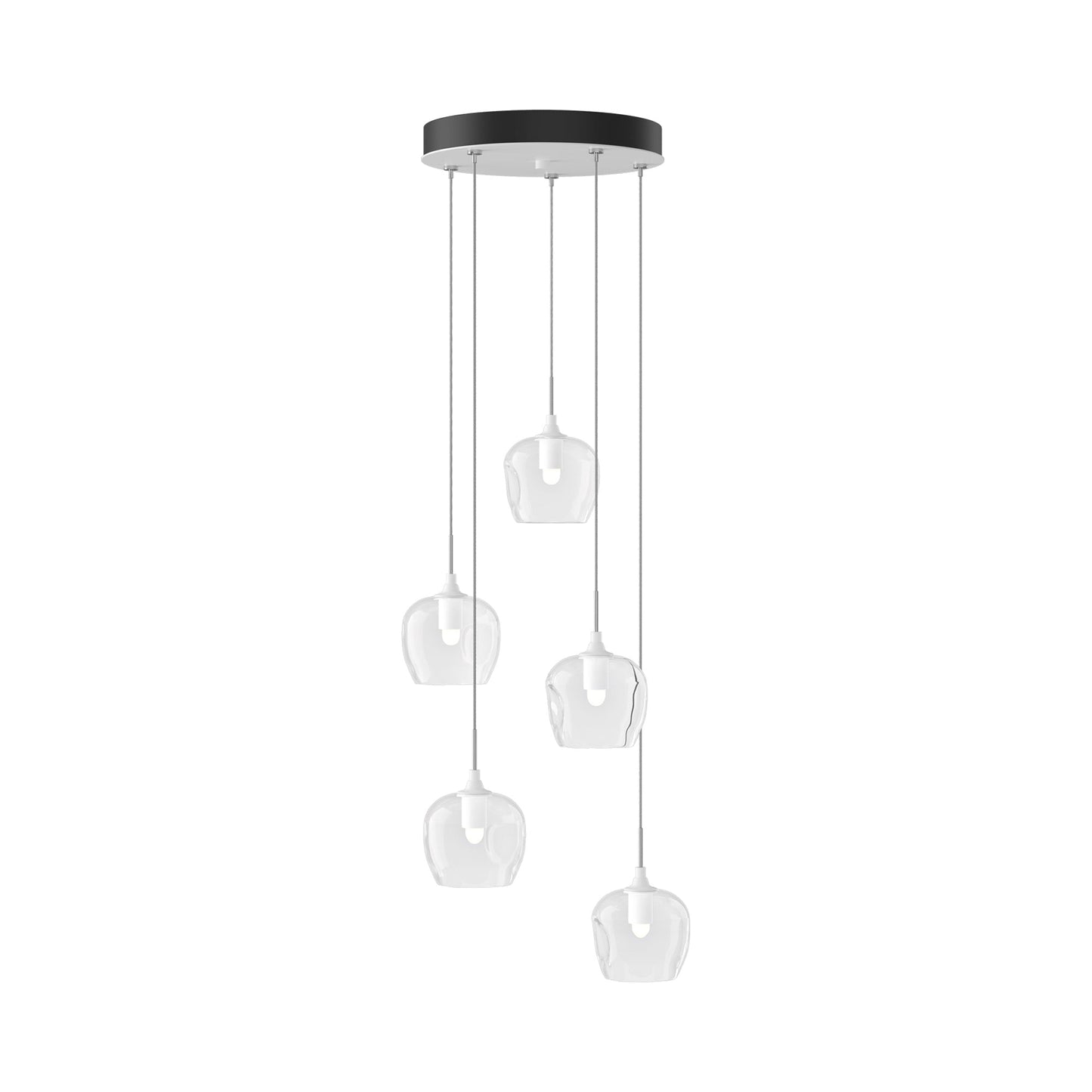 Ume 5-Light Pendant Light in White (Clear Glass/Standard).