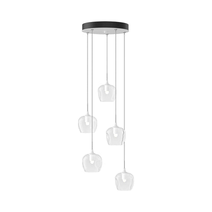 Ume 5-Light Pendant Light in White (Clear Glass/Standard).