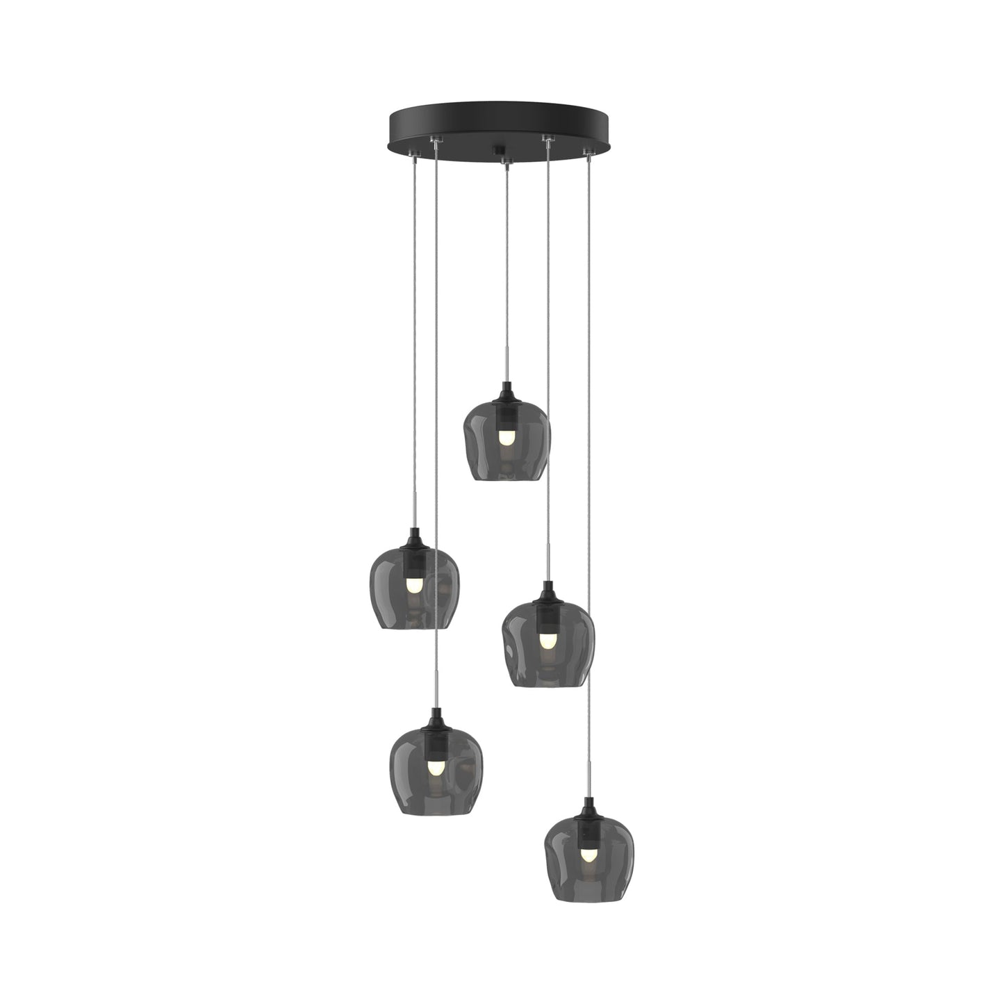 Ume 5-Light Pendant Light in Black (Cool Grey Glass/Standard).