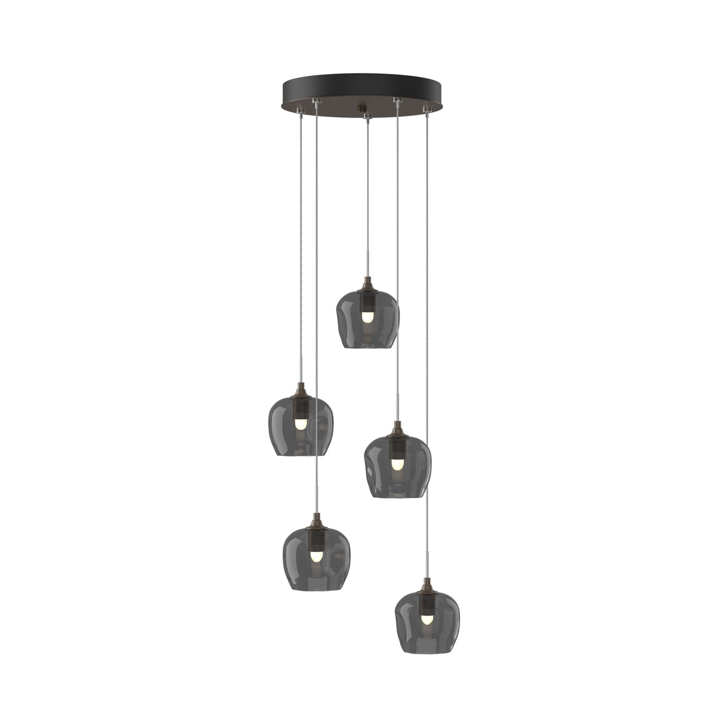 Ume 5-Light Pendant Light in Bronze (Cool Grey Glass/Standard).