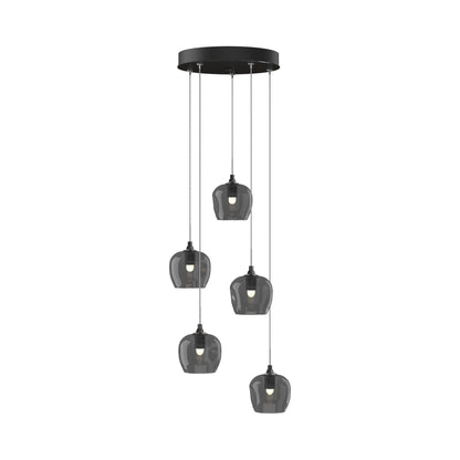 Ume 5-Light Pendant Light in Ink (Cool Grey Glass/Standard).