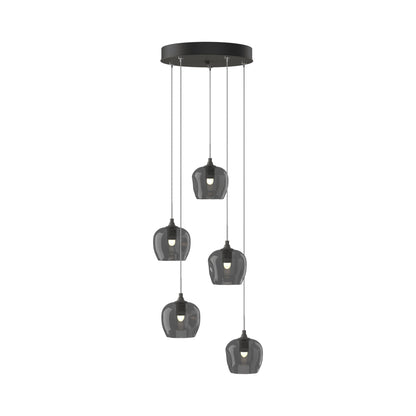 Ume 5-Light Pendant Light in Natural Iron (Cool Grey Glass/Standard).