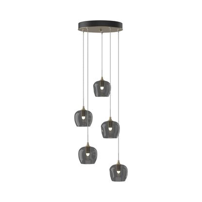 Ume 5-Light Pendant Light in Soft Gold (Cool Grey Glass/Standard).