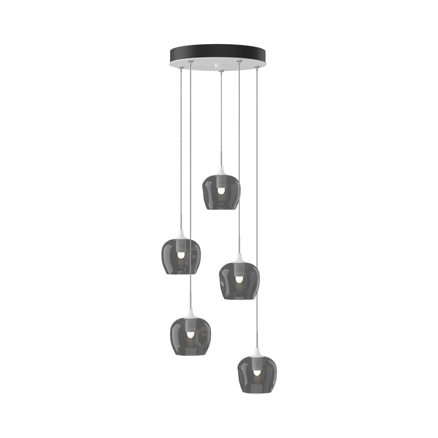 Ume 5-Light Pendant Light in White (Cool Grey Glass/Standard).