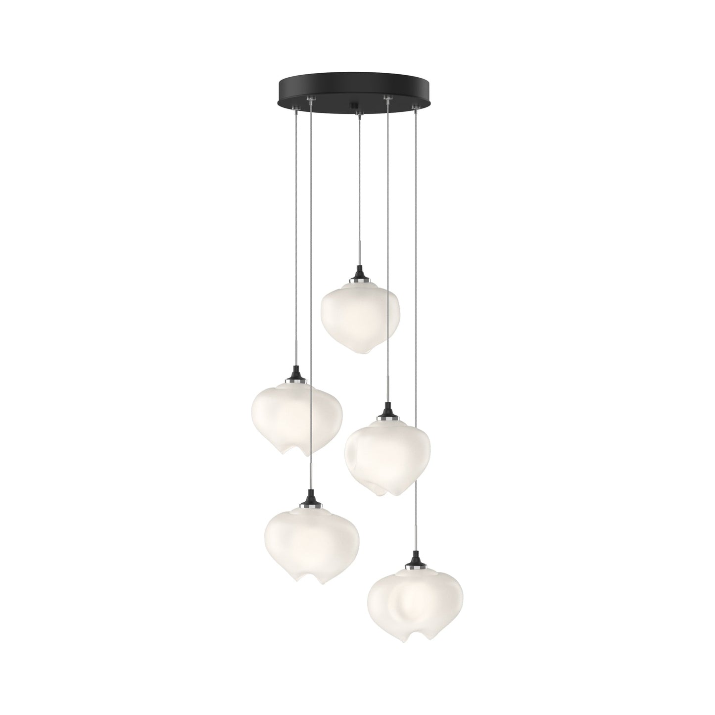 Ume 5-Light Pendant Light in Black (Frosted Glass/Standard).