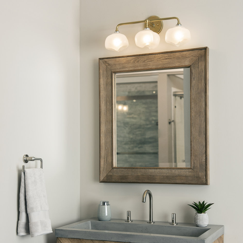 Ume Bath Vanity Light in bathroom.