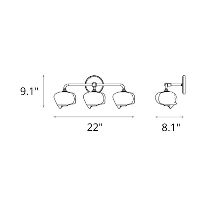 Ume Bath Vanity Light - line drawing.