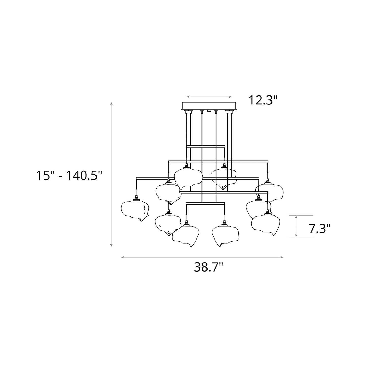 Ume Mobile Pendant Light - line drawing.