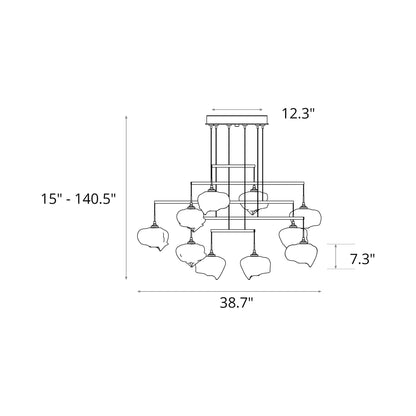 Ume Mobile Pendant Light - line drawing.