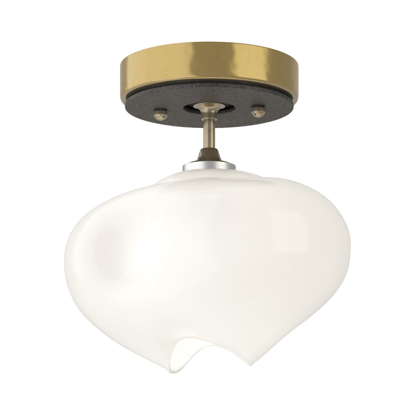 Ume Semi Flush Mount Ceiling Light in Modern Brass/Natural Iron.