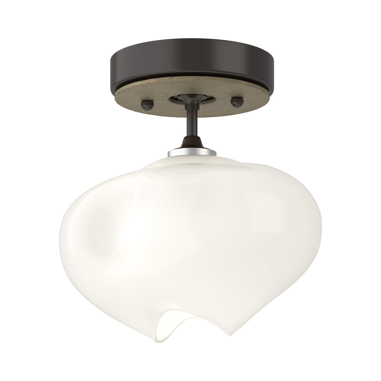 Ume Semi Flush Mount Ceiling Light in Oil Rubbed Bronze/Soft Gold.