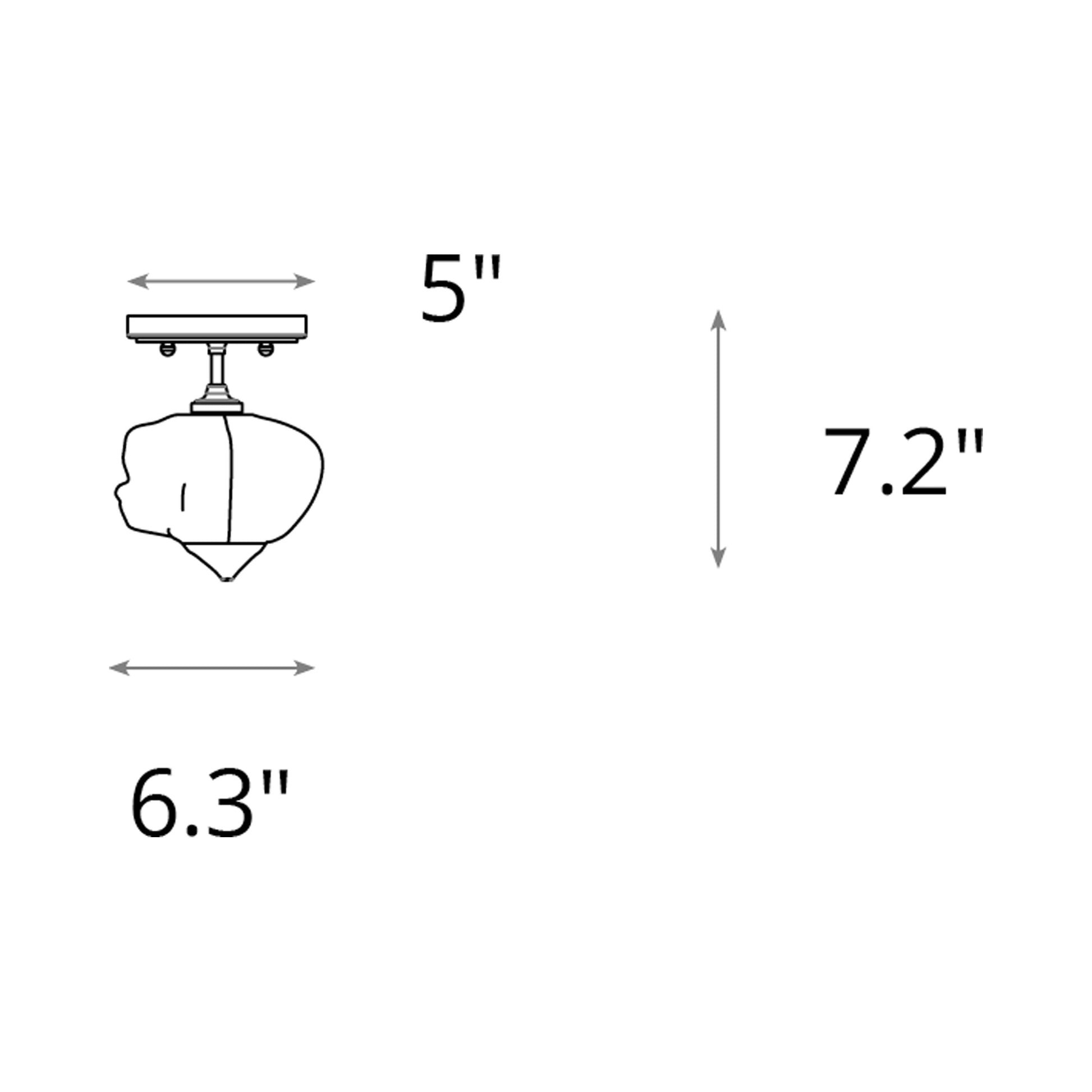 Ume Semi Flush Mount Ceiling Light - line drawing.