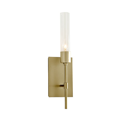 Vela Wall Light in Modern Brass/Clear Glass.