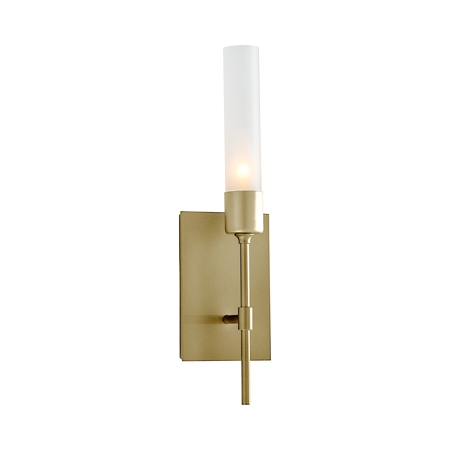 Vela Wall Light in Modern Brass/Frosted Glass.