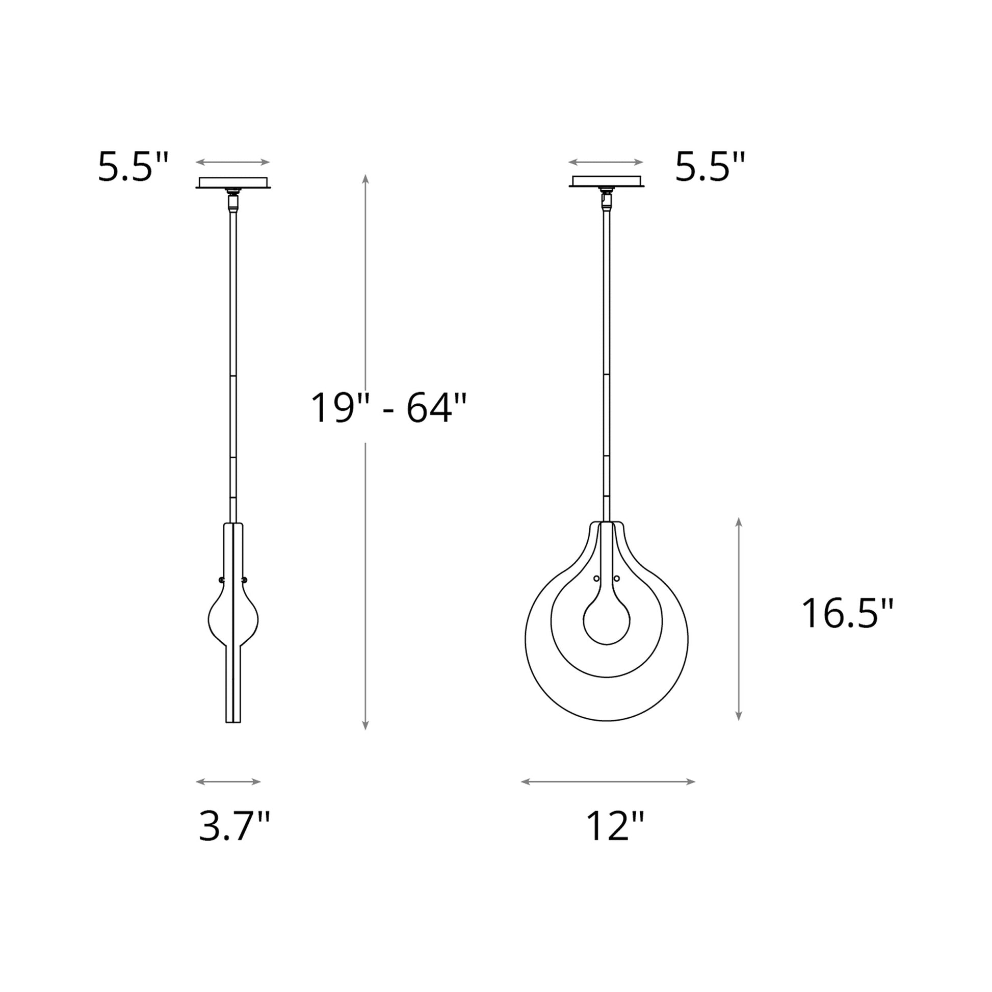 Veneto Pendant Light - line drawing.