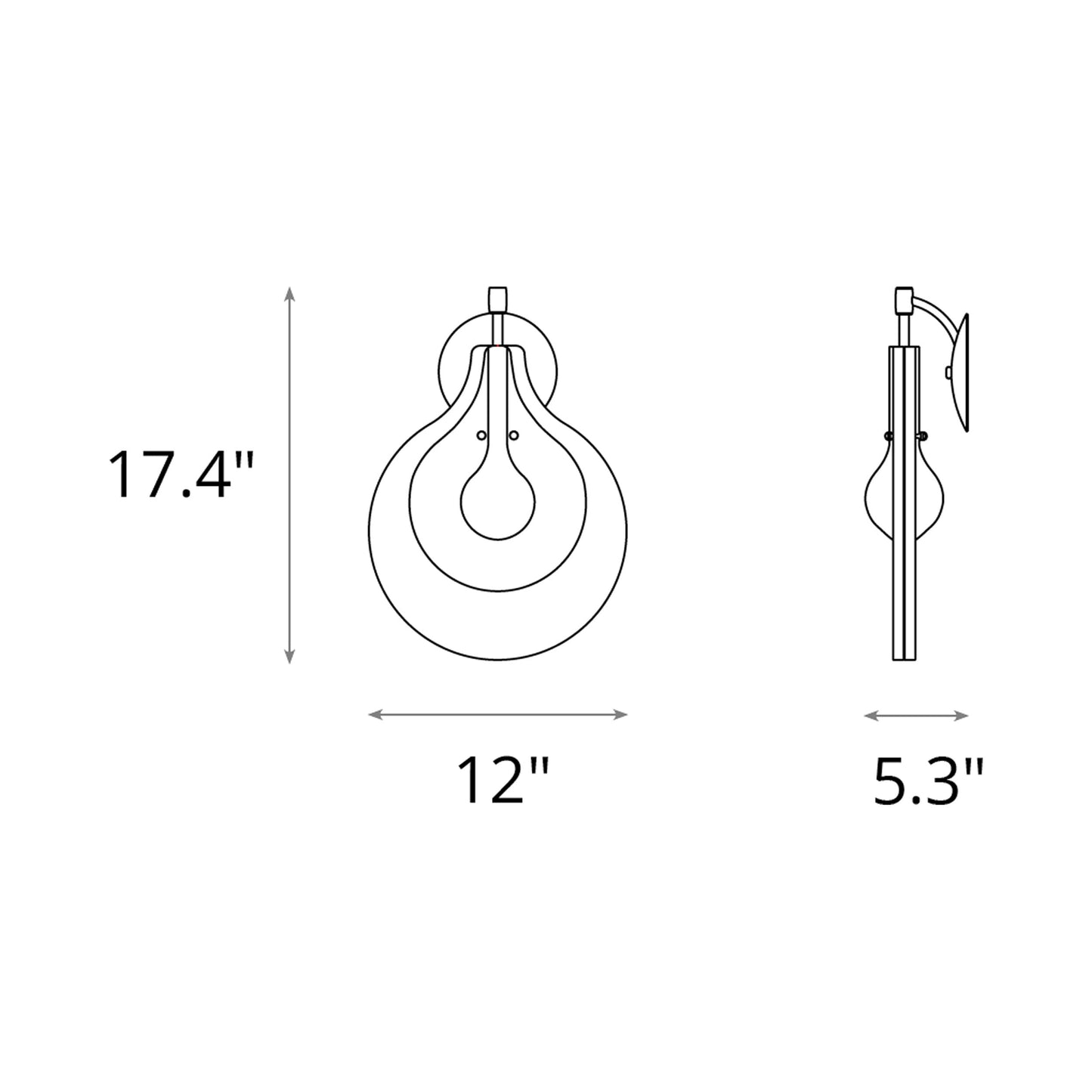 Veneto Wall Light - line drawing.