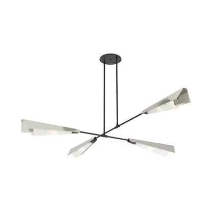 Vertex Semi Flush Convertible Pendant Light in Black/Sterling.