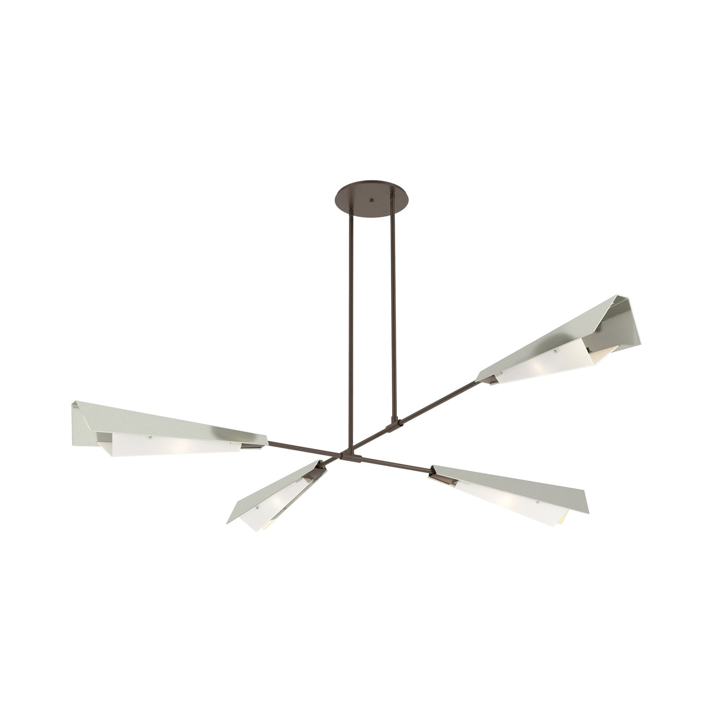 Vertex Semi Flush Convertible Pendant Light in Bronze/Sterling.