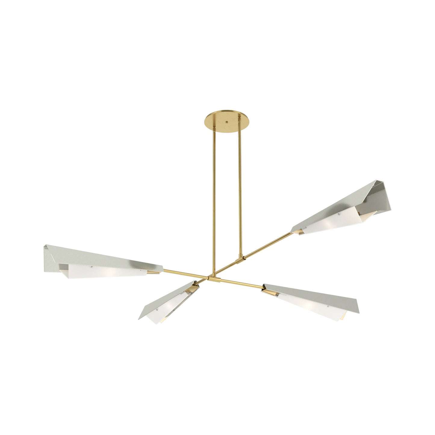 Vertex Semi Flush Convertible Pendant Light in Modern Brass/Sterling.