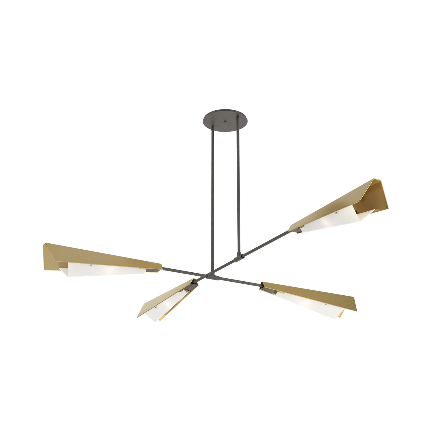 Vertex Semi Flush Convertible Pendant Light in Natural Iron/Modern Brass.
