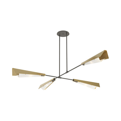 Vertex Semi Flush Convertible Pendant Light in Natural Iron/Modern Brass.