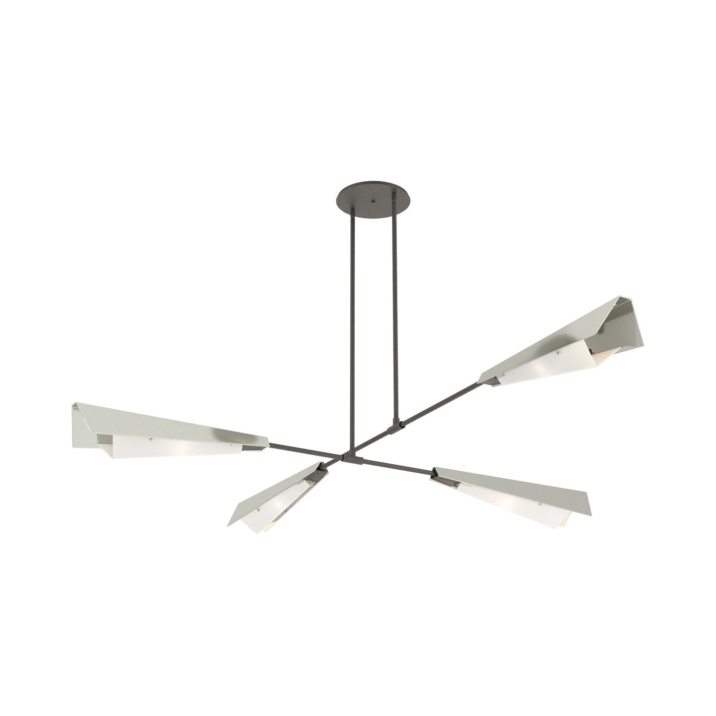 Vertex Semi Flush Convertible Pendant Light in Natural Iron/Sterling.