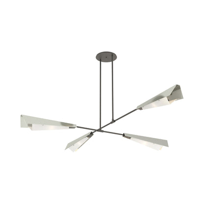 Vertex Semi Flush Convertible Pendant Light in Natural Iron/Sterling.