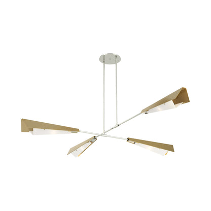 Vertex Semi Flush Convertible Pendant Light in Sterling/Modern Brass.