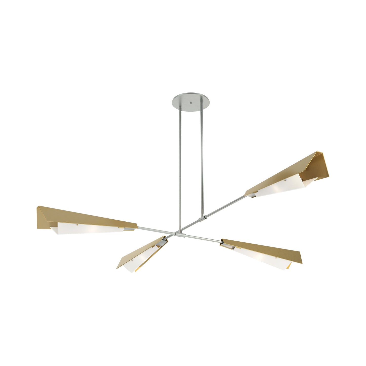Vertex Semi Flush Convertible Pendant Light in Vintage Platinum/Modern Brass.