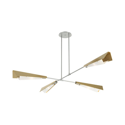 Vertex Semi Flush Convertible Pendant Light in Vintage Platinum/Modern Brass.