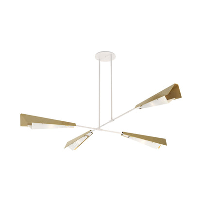 Vertex Semi Flush Convertible Pendant Light in White/Modern Brass.