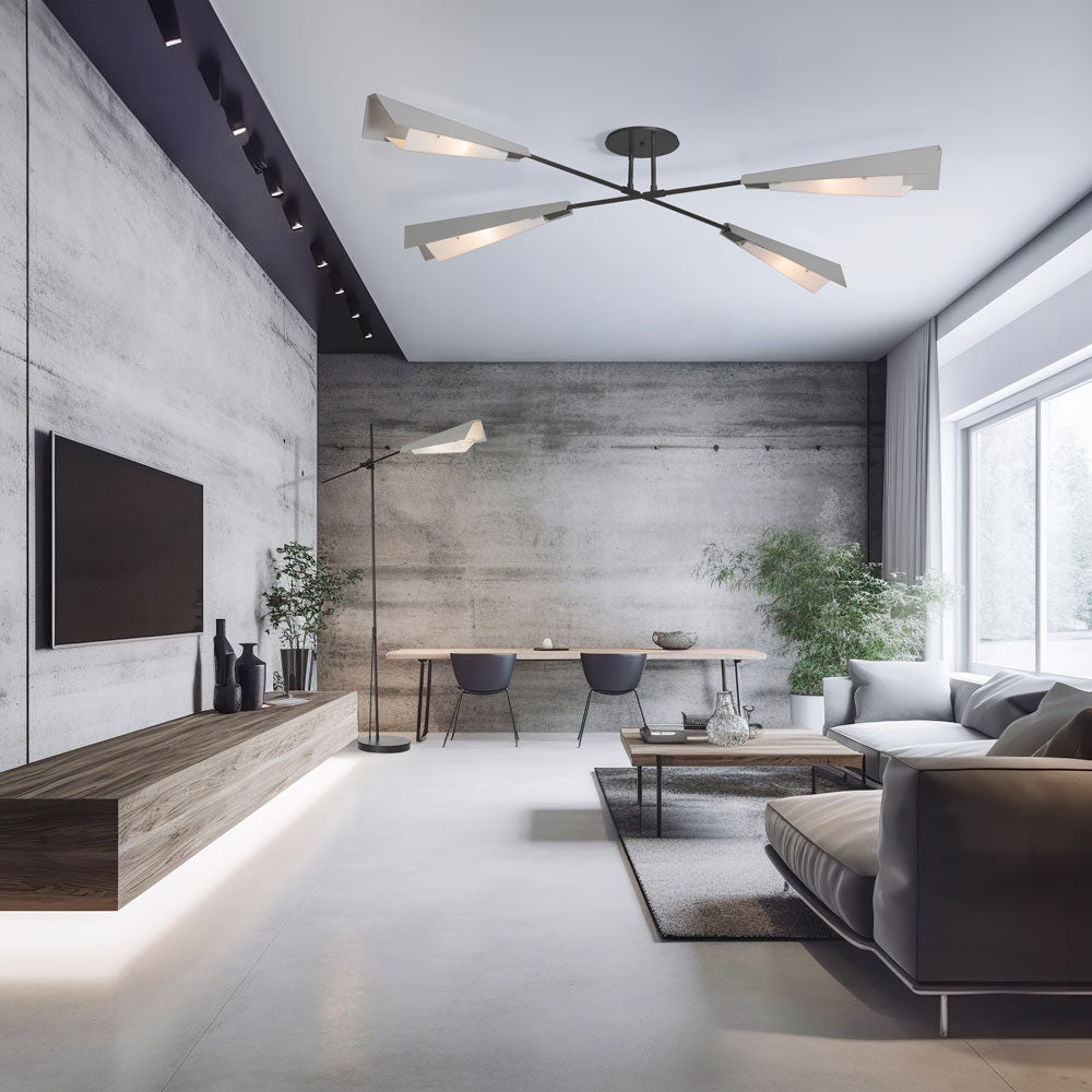 Vertex Semi Flush Convertible Pendant Light in living room.