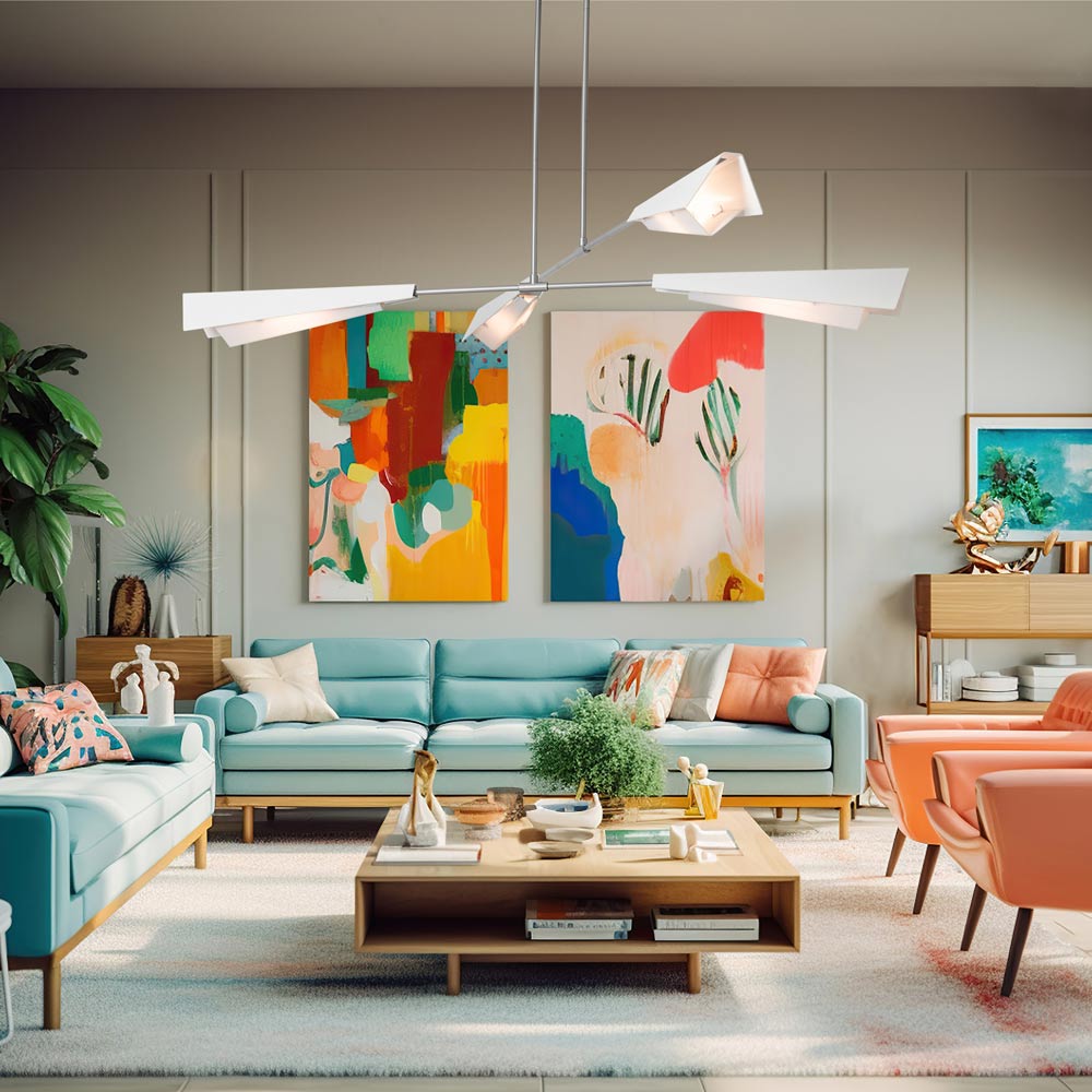 Vertex Semi Flush Convertible Pendant Light in living room.