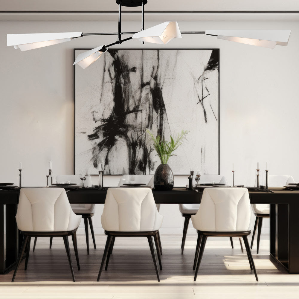 Vertex Semi Flush Convertible Pendant Light in dining room.
