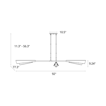 Vertex Semi Flush Convertible Pendant Light - line drawing.