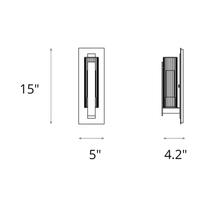 Vertical Bar Outdoor Fluted Glass Wall Light - line drawing.