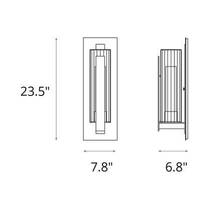 Vertical Bar Outdoor Fluted Glass Wall Light - line drawing.
