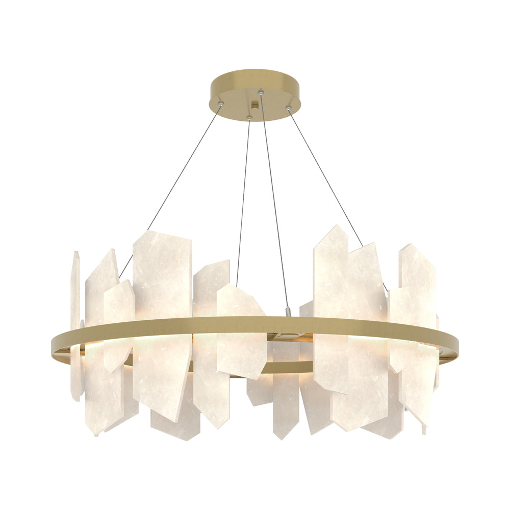 Volterra Circular LED Pendant Light in Modern Brass.