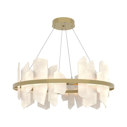 Volterra Circular LED Pendant Light in Modern Brass.