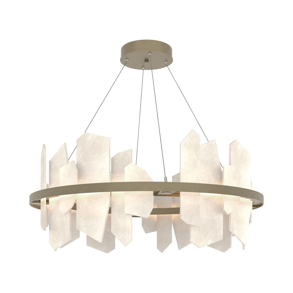 Volterra Circular LED Pendant Light in Soft Gold.