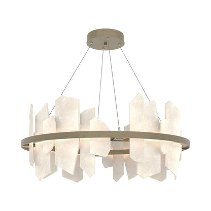 Volterra Circular LED Pendant Light in Soft Gold.