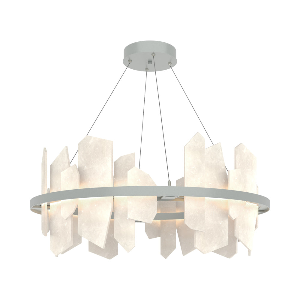 Volterra Circular LED Pendant Light in Vintage Platinum.