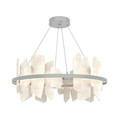 Volterra Circular LED Pendant Light in Vintage Platinum.