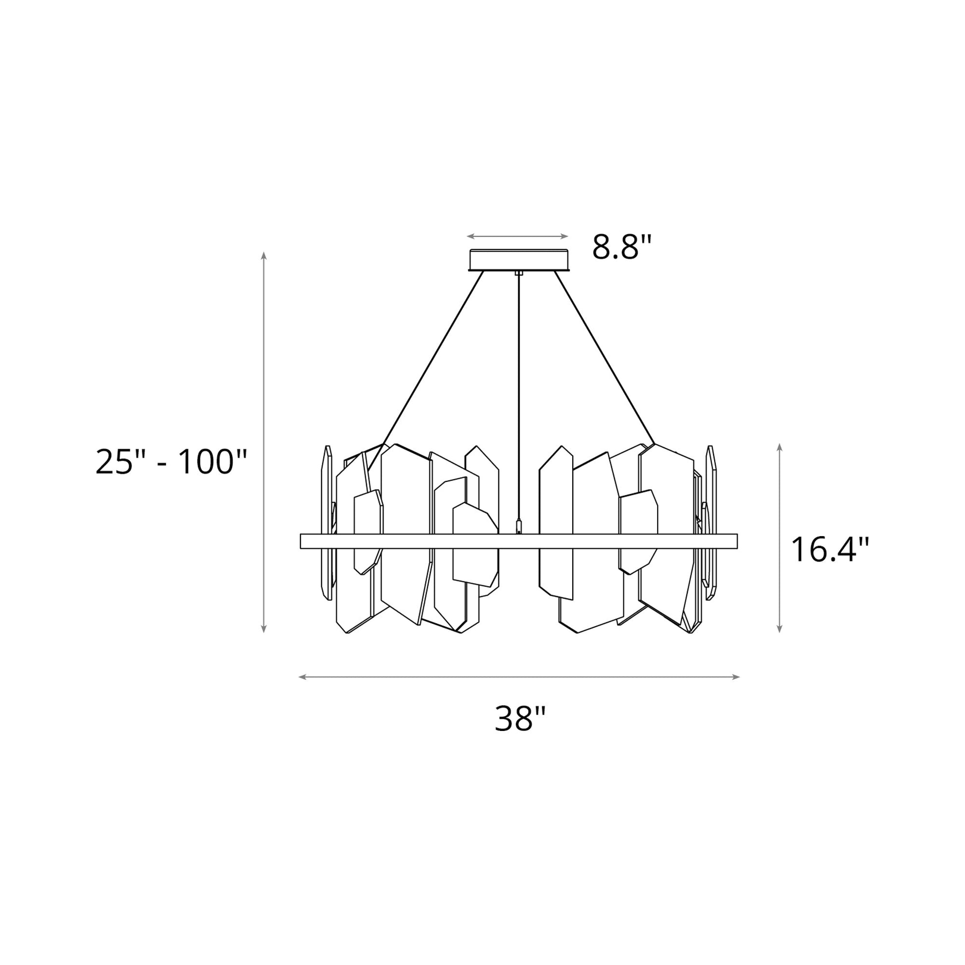 Volterra Circular LED Pendant Light - line drawing.