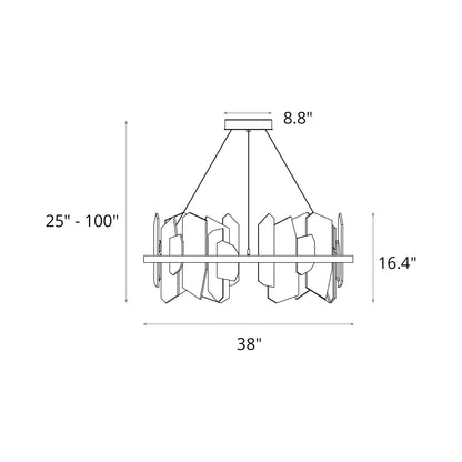 Volterra Circular LED Pendant Light - line drawing.