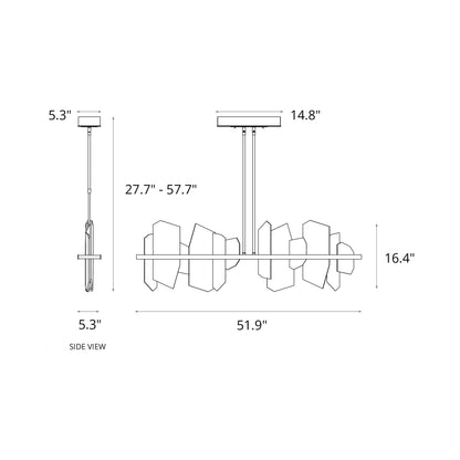 Volterra Linear LED Pendant Light - line drawing.